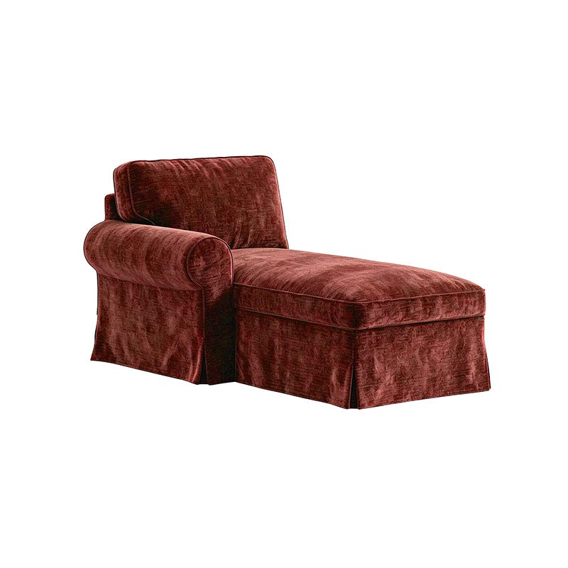 EKTORP Chaise with Left Armrest Cover-Chenille Burnt Brick