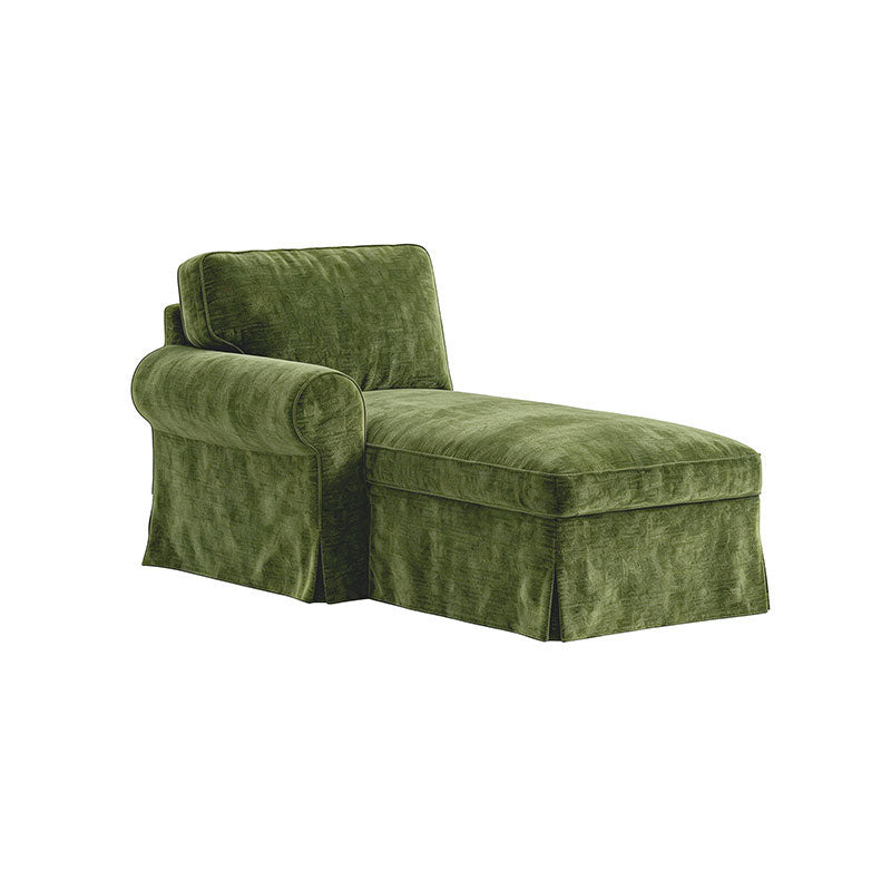 Funda chaise longue EKTORP con reposabrazos izquierdo, chenilla verde ciprés