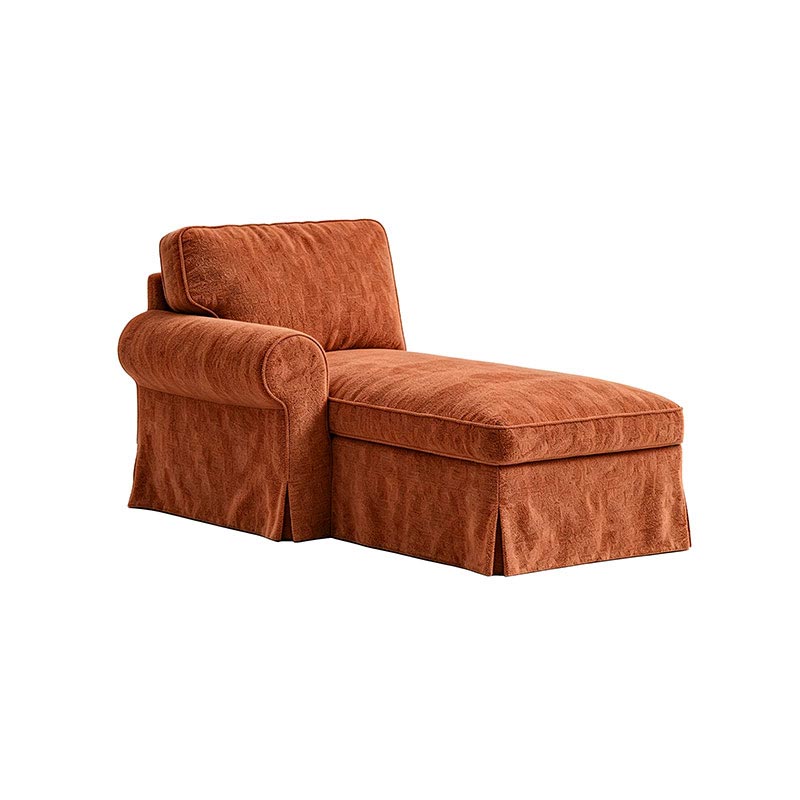EKTORP Chaise with Left Armrest Cover-Chenille Terracotta