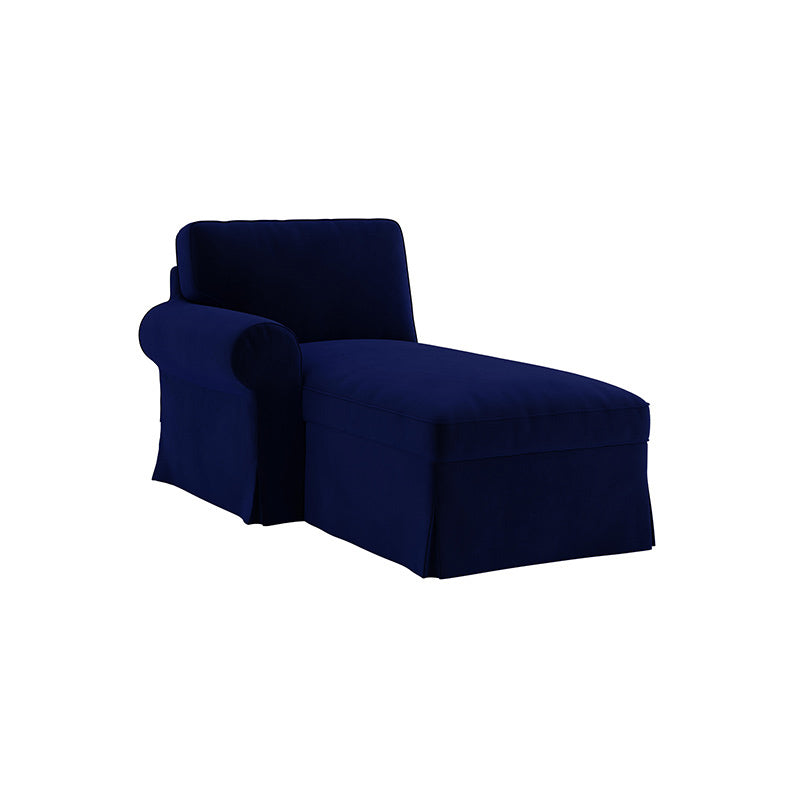Funda para Chaiselongue EKTORP con Reposabrazos Izquierdo - Terciopelo Azul Cobalto