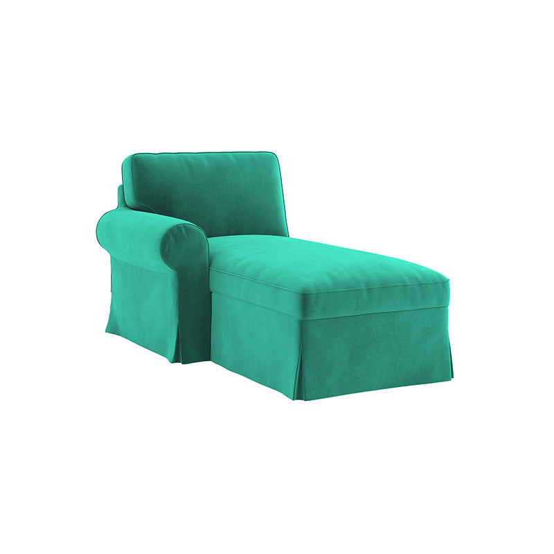 EKTORP Chaise with Left Armrest Cover-Velvet Cyan