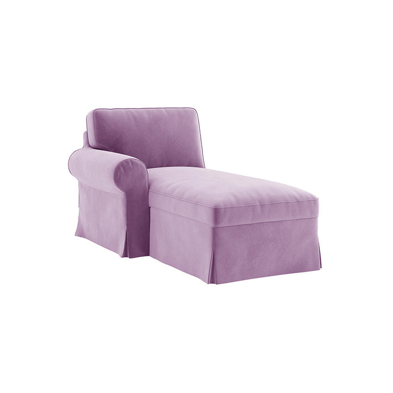 EKTORP Chaise with Left Armrest Cover-Velvet Dusty rose