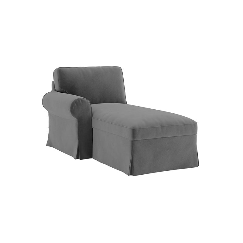 EKTORP Chaise with Left Armrest Cover-Velvet Gray
