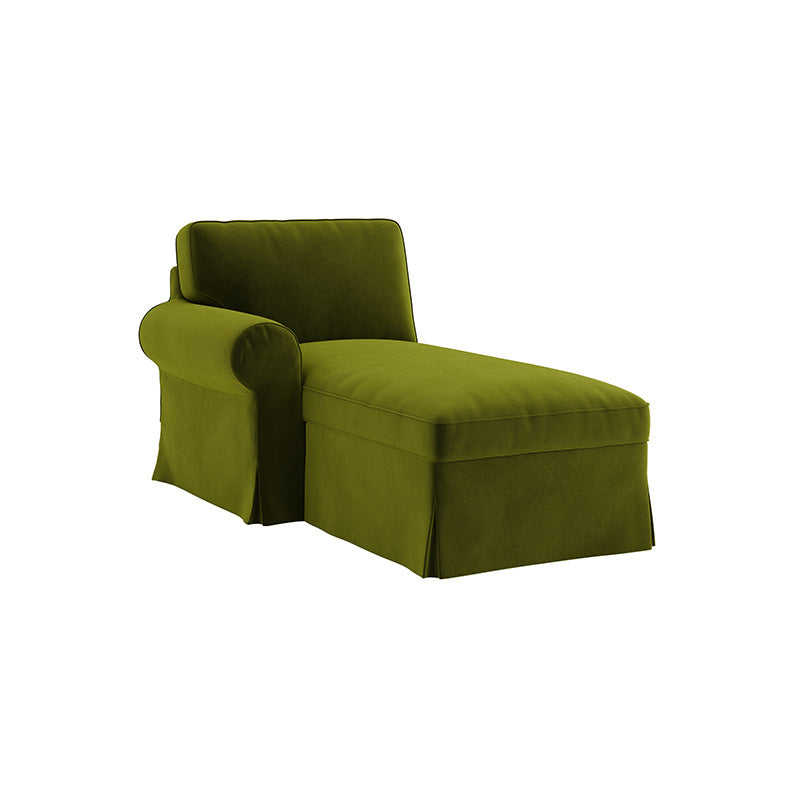 EKTORP Chaise with Left Armrest Cover-Velvet Olive