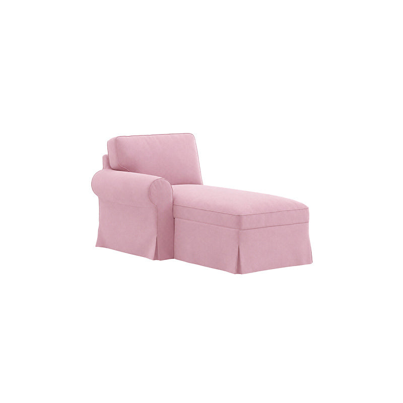 EKTORP Chaise with Left Armrest Cover-Structural Weave Blush pink