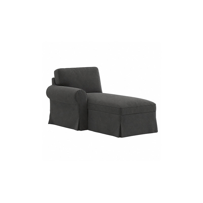 EKTORP Chaise with Left Armrest Cover-Structural Weave Charcoal