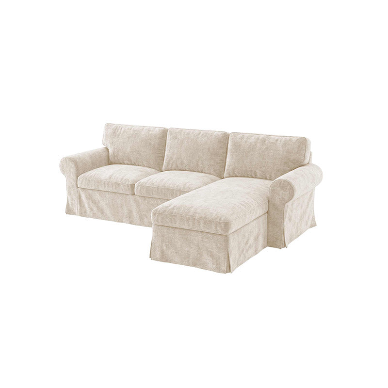 Funda de sofá de 3 plazas EKTORP con chaise longue - Chenilla Color Crema