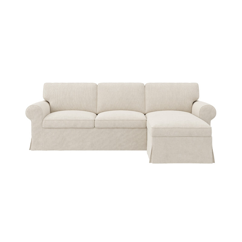 Funda de sofá de 3 plazas con chaise longue EKTORP - Microfibra marfil