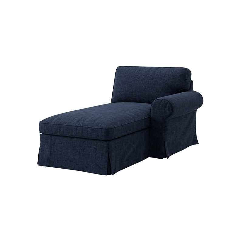 Funda EKTORP para chaise longue con reposabrazos derecho, chenilla medianoche