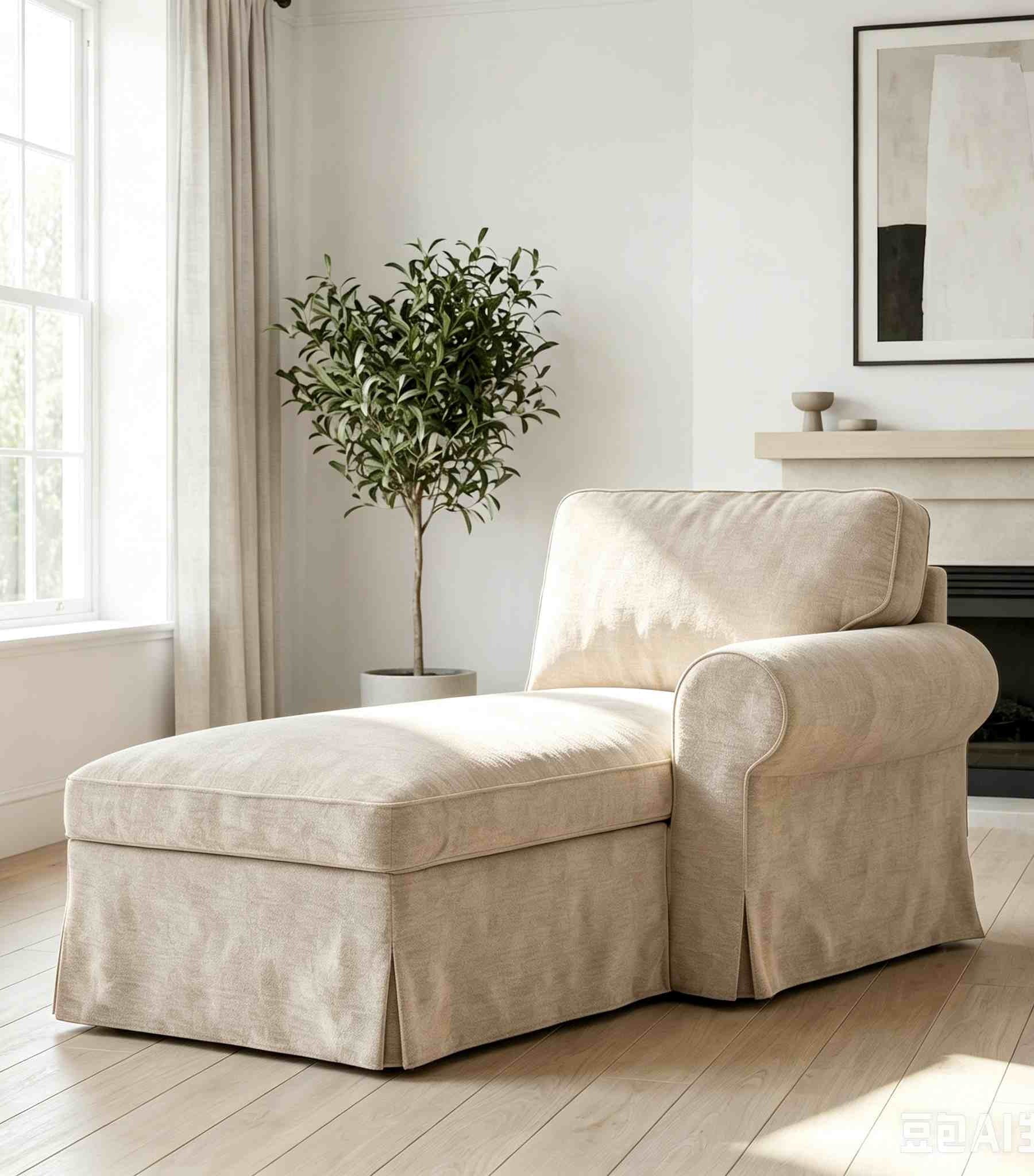 EKTORP Chaise with Right Armrest Cover-Chenille Buttermilk