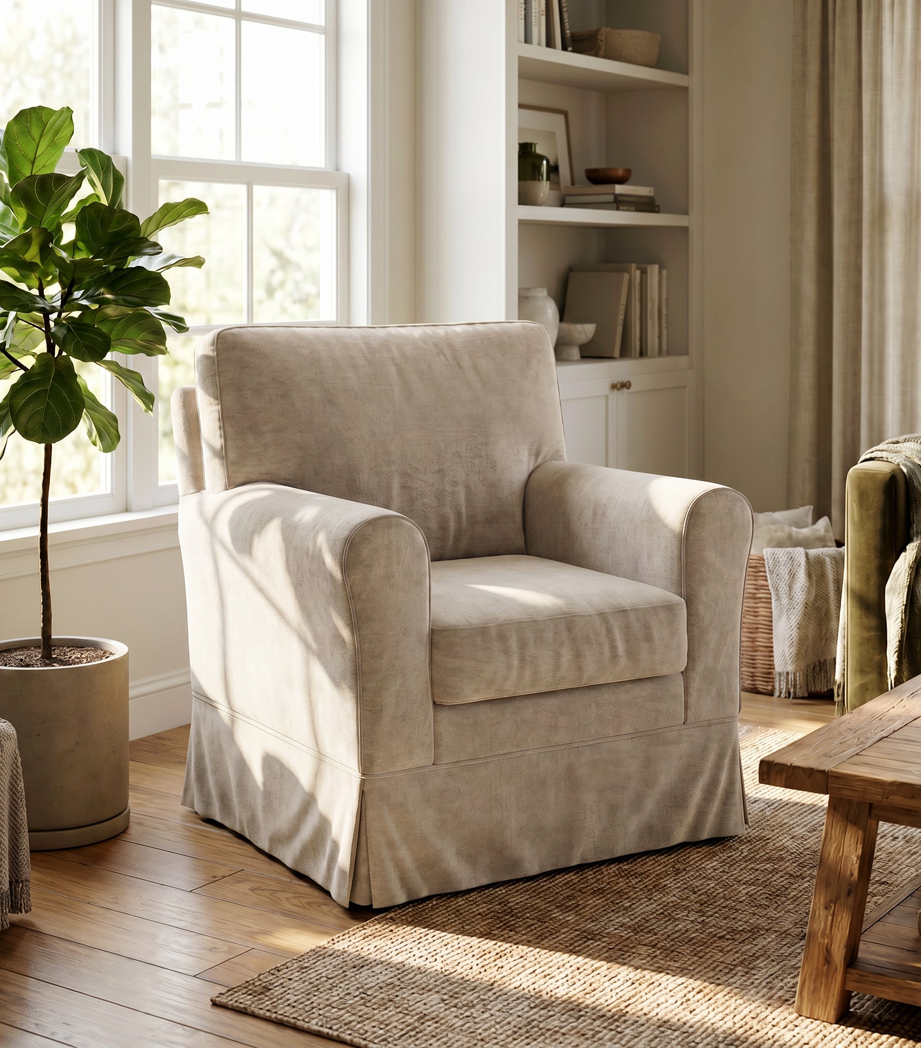 Funda de sillón EKTORP Jennylund-Chenilla color crema