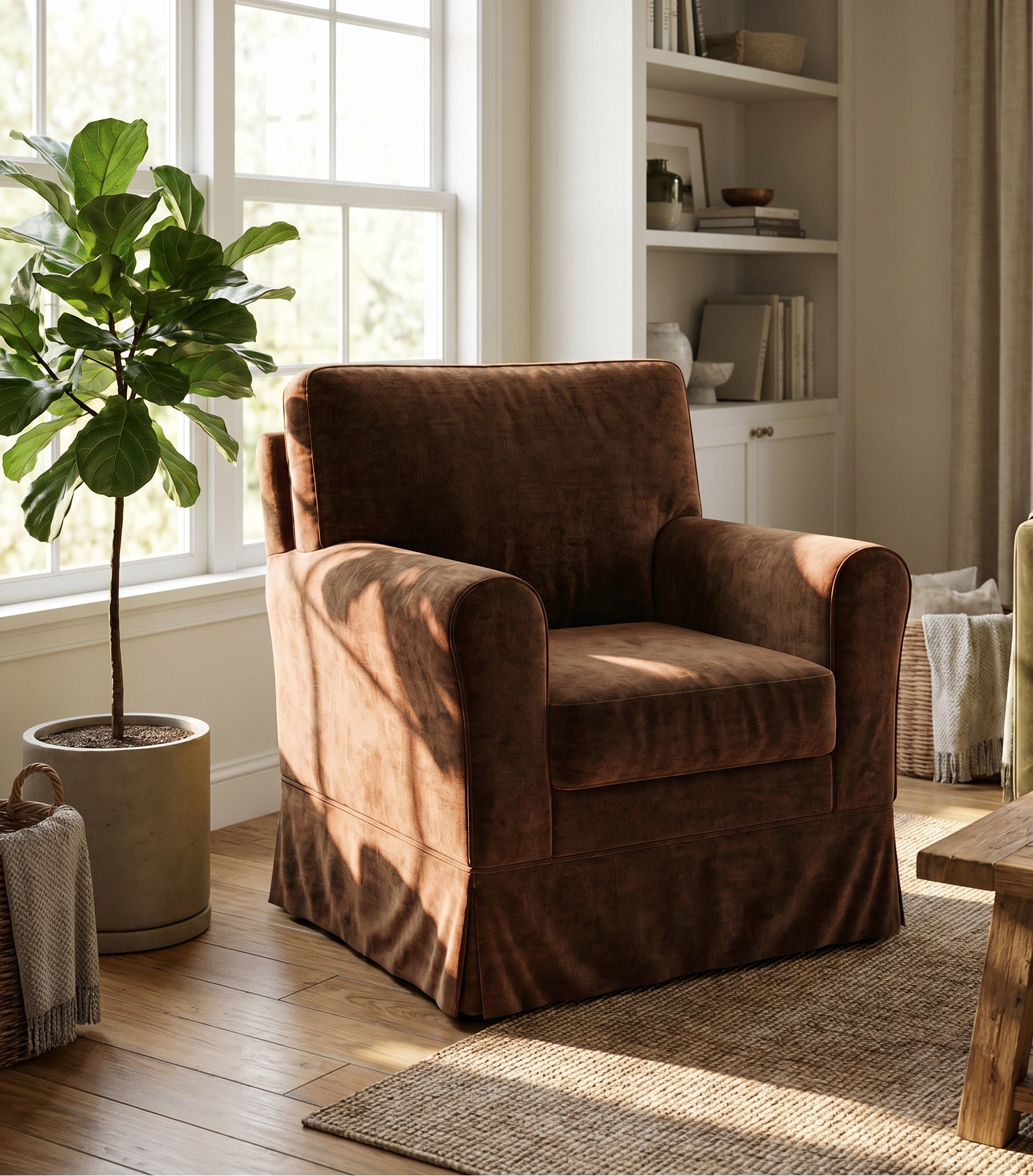 Funda de sillón EKTORP Jennylund - Chenilla Castaño