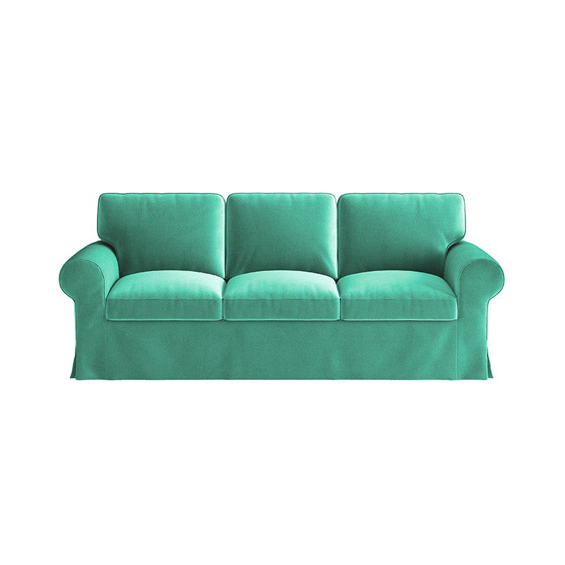 EKTORP 3-Seater Sofa Cover-Velvet Cyan
