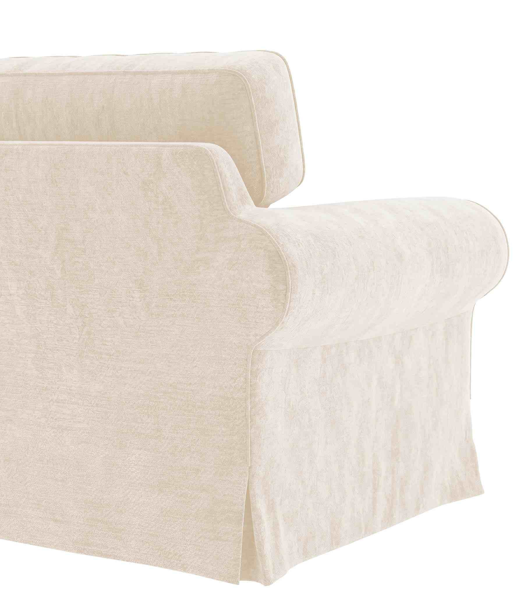 Detail view of Ektorp 4 Seat Sofa Cover in Chenille Buttermilk