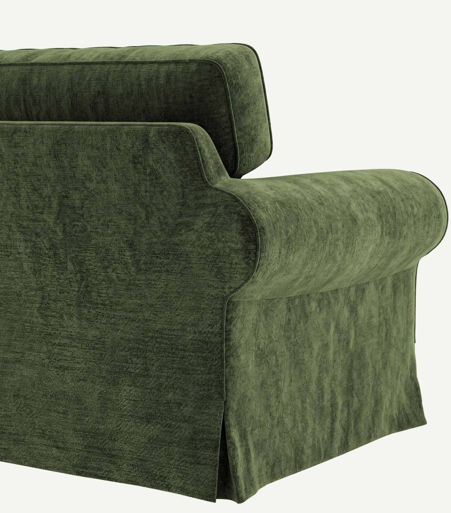 Detail view of Ektorp 4 Seat Sofa Cover in Chenille Cypress Green