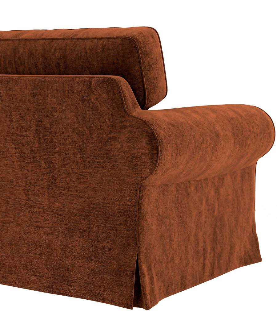 Detail view of Ektorp 4 Seat Sofa Cover in Chenille Terracotta