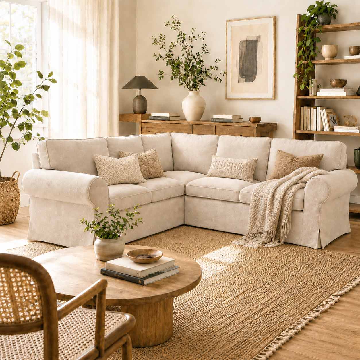 Ektorp 4 Seat Sofa Cover in Microfiber Camel