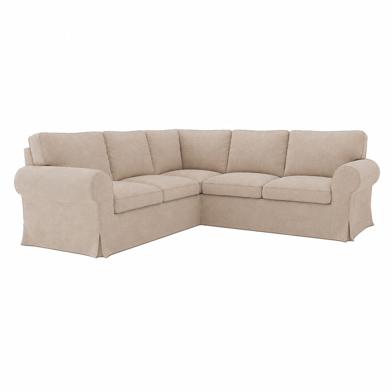 Ektorp 4 Seat Sofa Cover in Microfiber Camel styled in a home setting