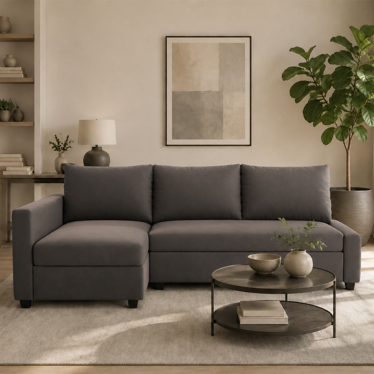 FRIHETEN Sofa Bed with Left Chaise Cover-Microfiber Ash