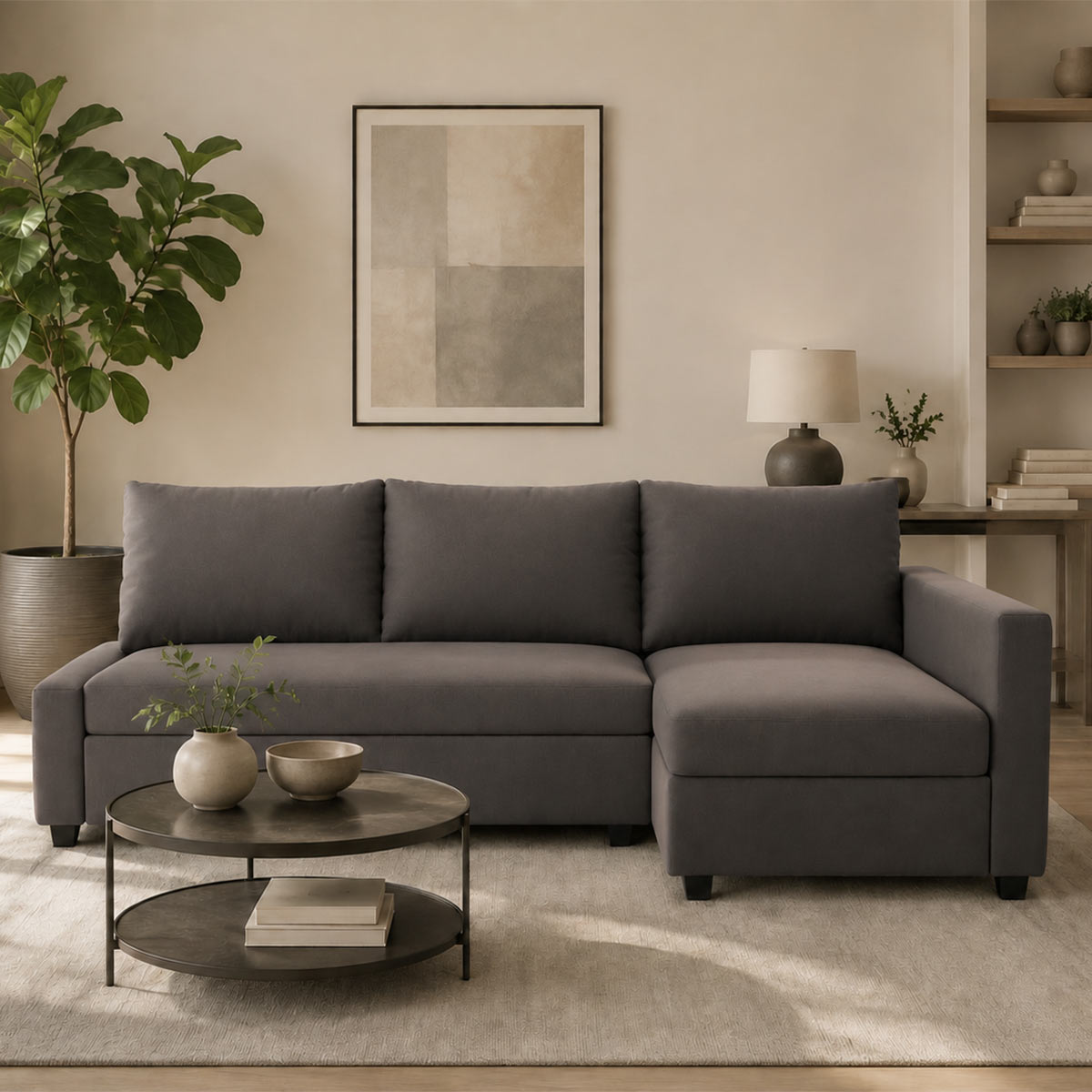 FRIHETEN Sofa Bed with Right Chaise Cover-Microfiber Ash
