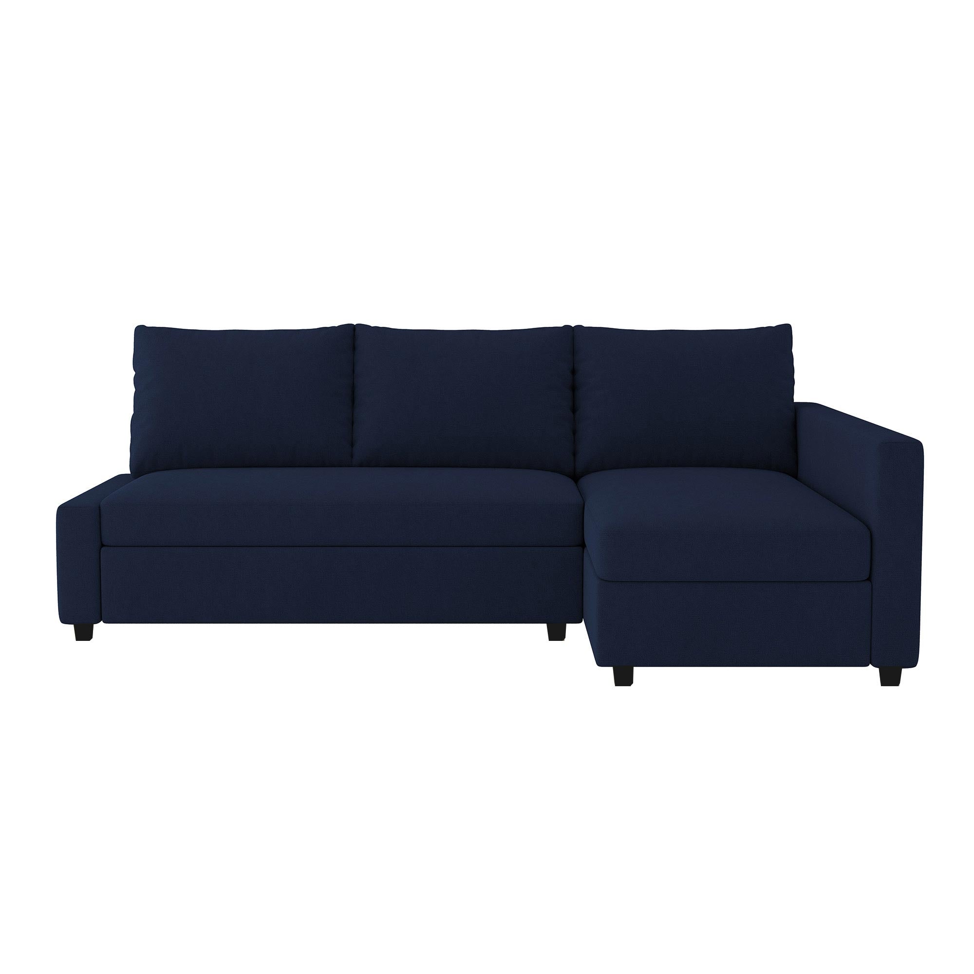 Funda de sofá cama FRIHETEN con chaise longue a la derecha - Microfibra azul marino