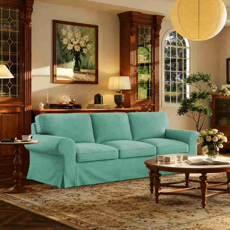 EKTORP 3-Seater Sofa Cover-Microfiber Mint