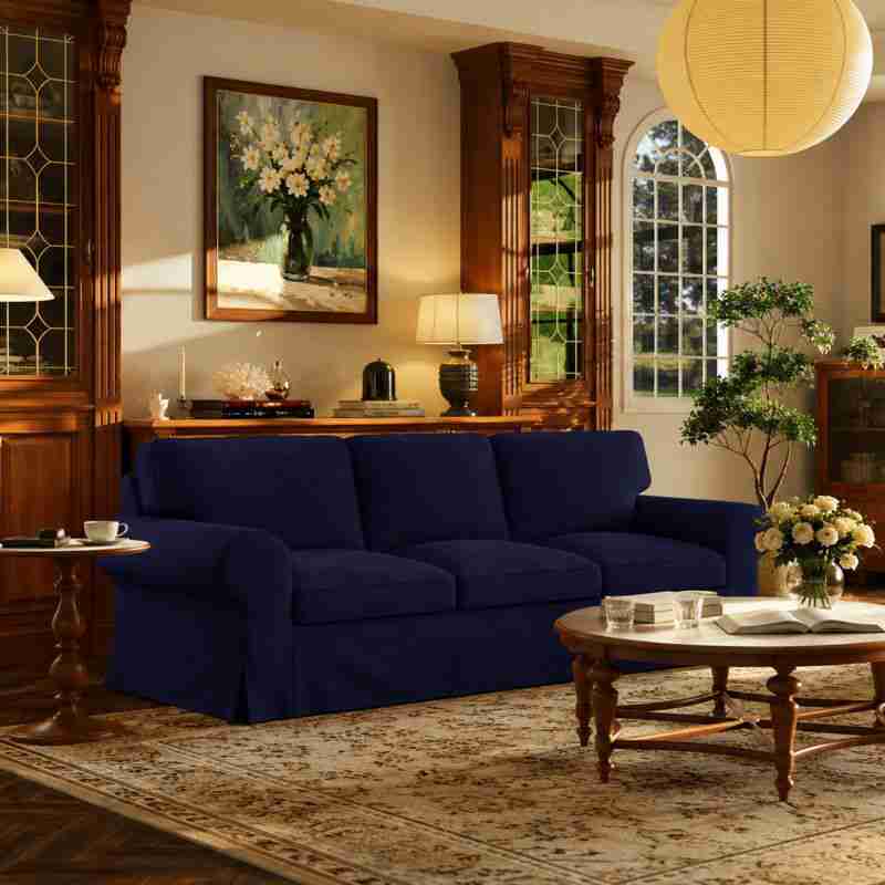 EKTORP 3-Seater Sofa Cover-Microfiber Navy blue