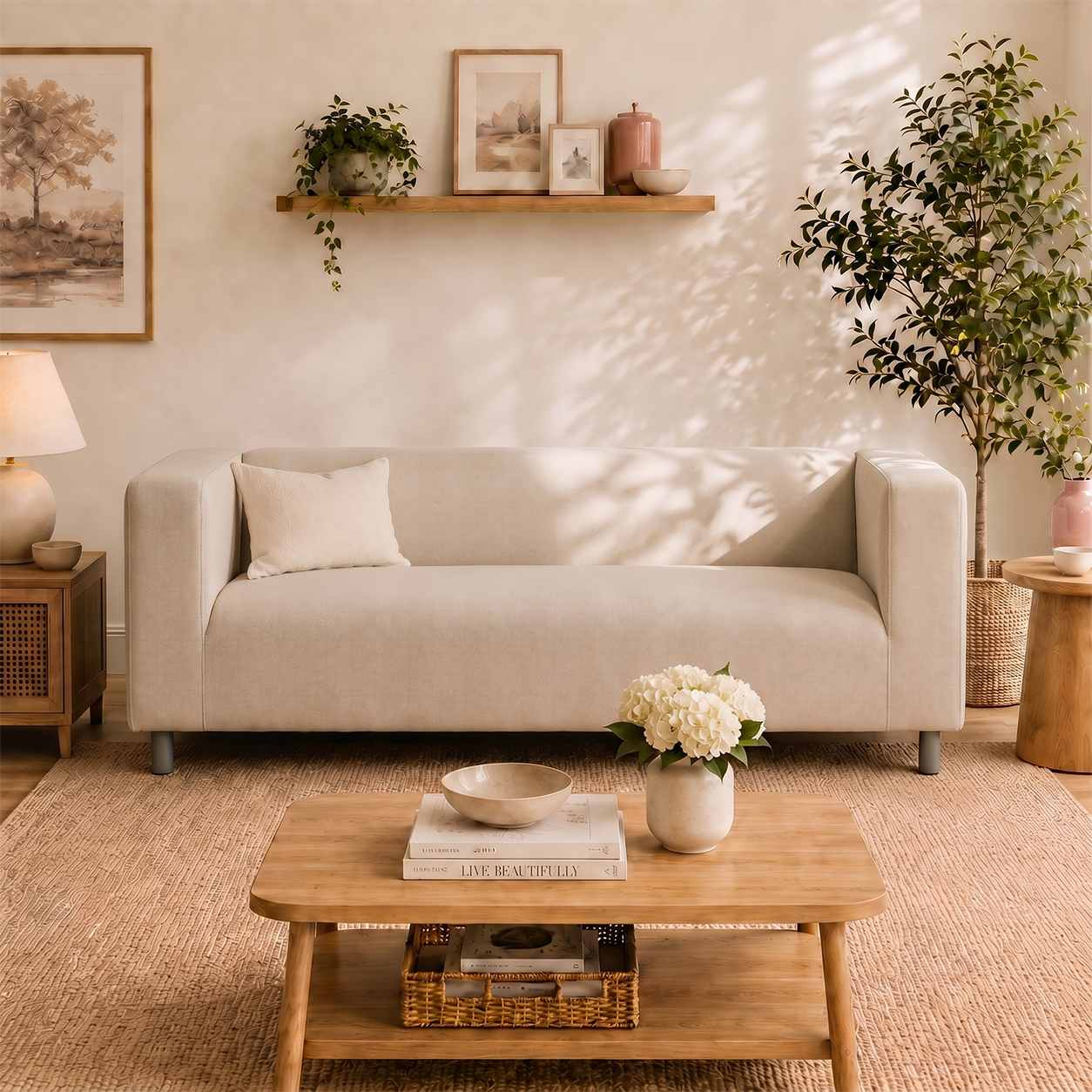 KLIPPAN Loveseat Cover-Structural Weave Cream