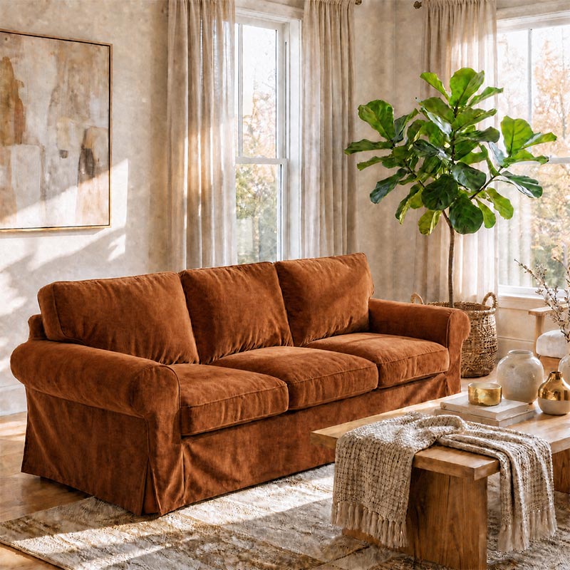 EKTORP 3-Seater Sofa Cover-Chenille Terracotta