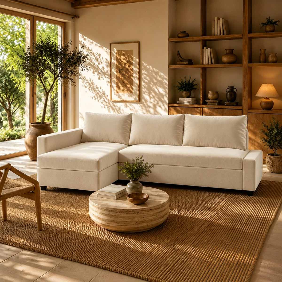 FRIHETEN Sofa Bed with Left Chaise Cover-Velvet Beige
