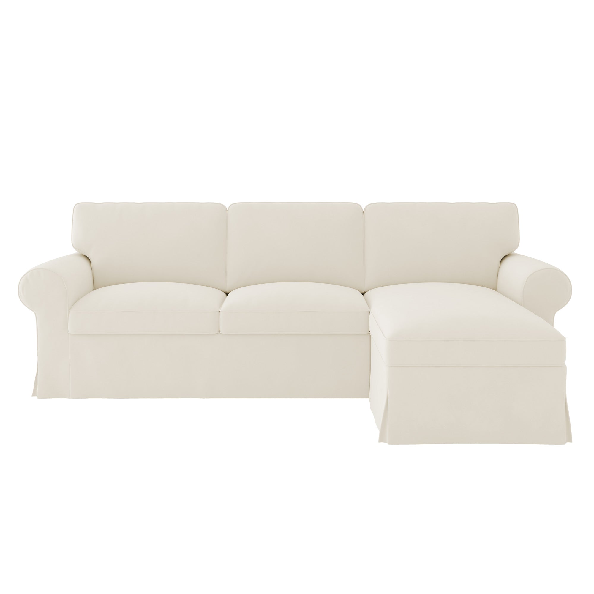 Funda de sofá EKTORP de 3 plazas con chaise longue - Terciopelo Beige