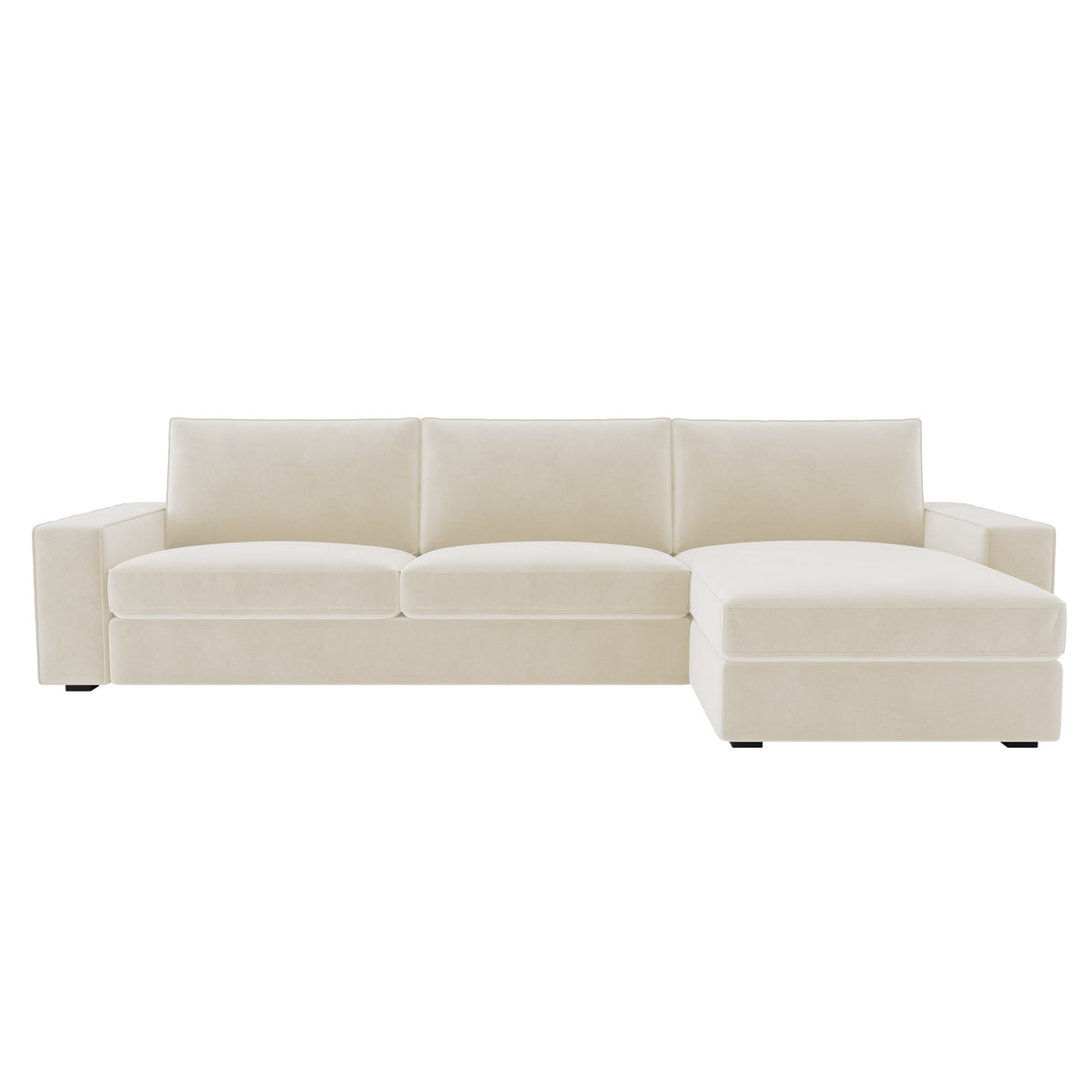 KIVIK 4-Seat Sofa Cover Set with Chaise-Velvet Beige
