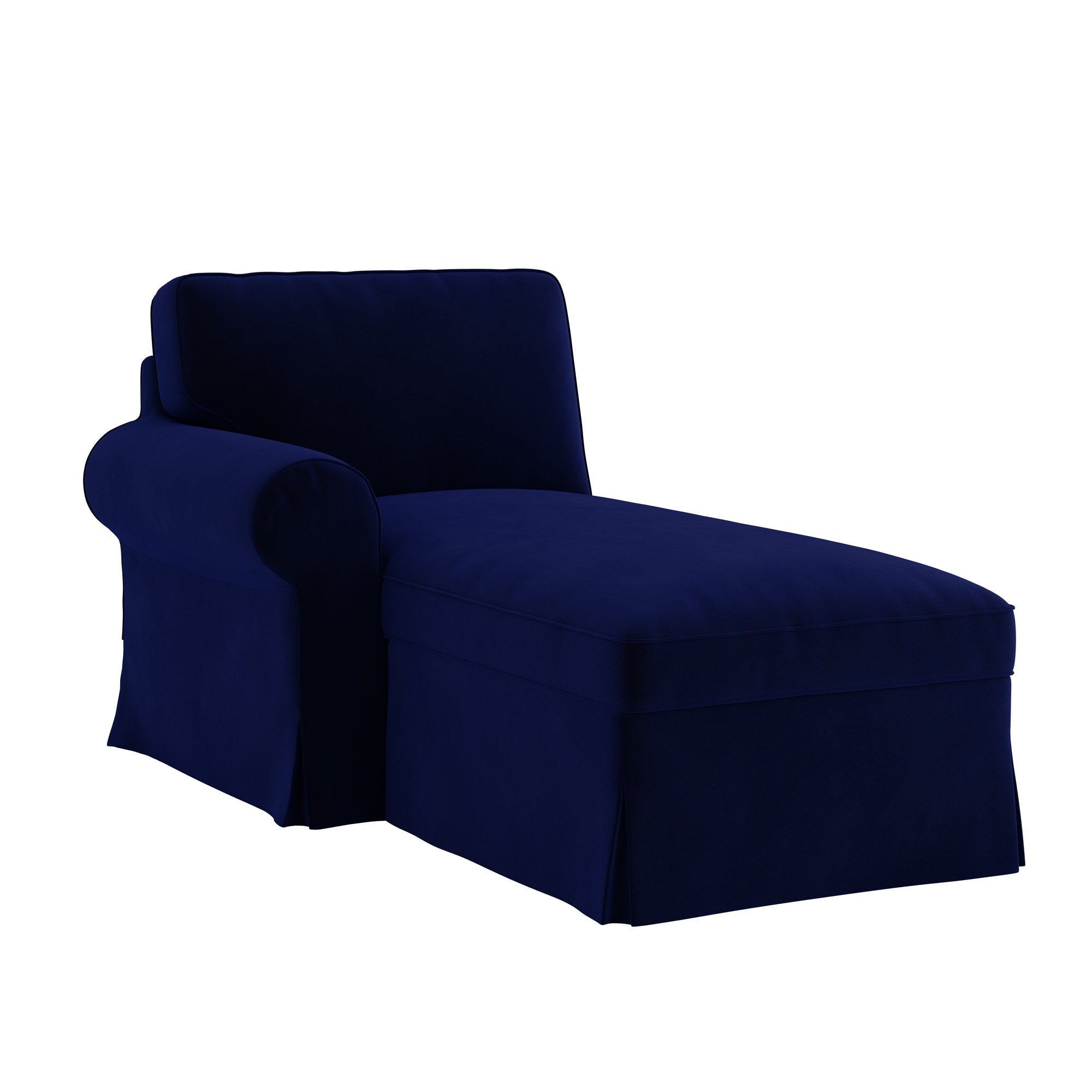 Funda para Chaiselongue EKTORP con Reposabrazos Izquierdo - Terciopelo Azul Cobalto