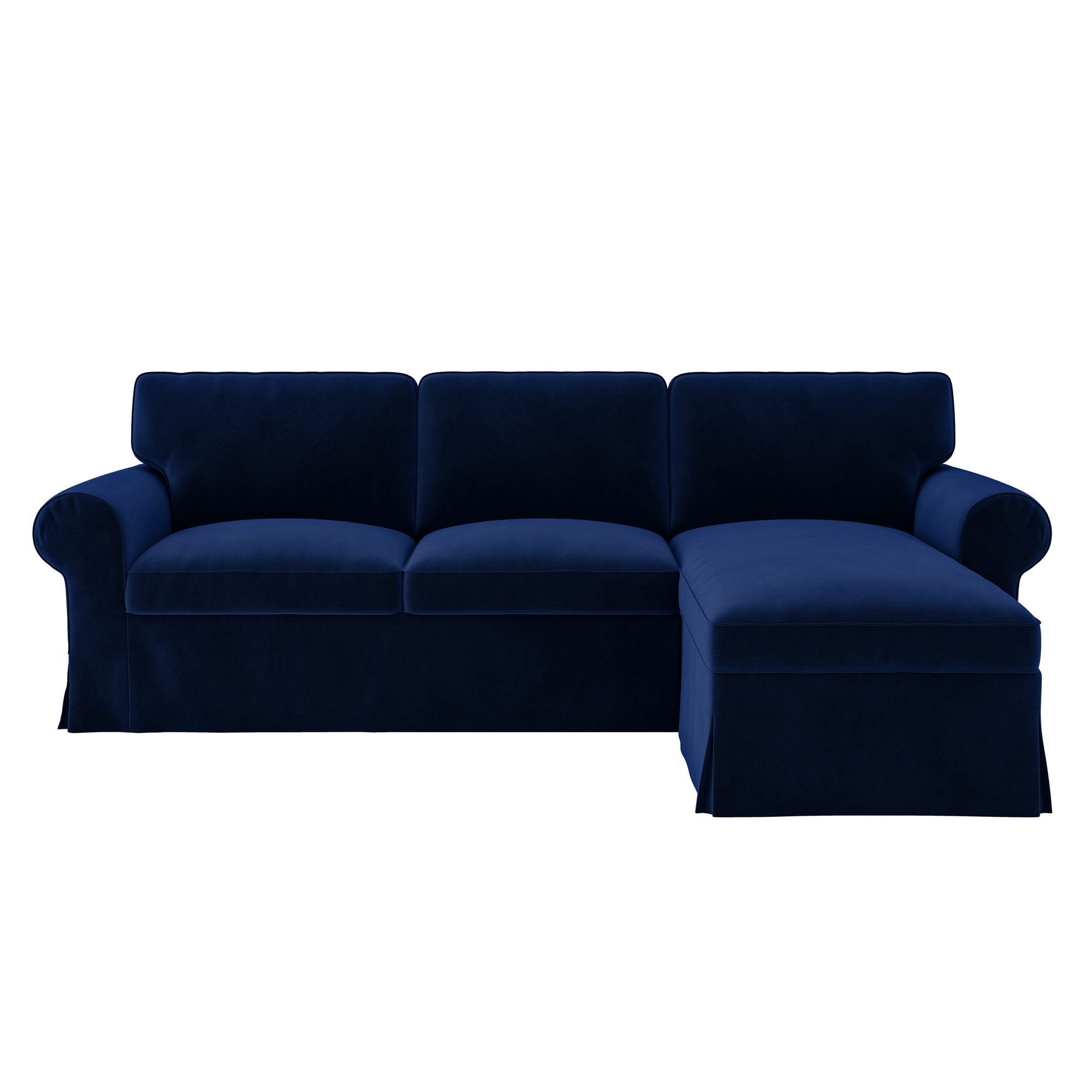 Funda de sofá de 3 plazas con chaise longue EKTORP - Terciopelo azul cobalto