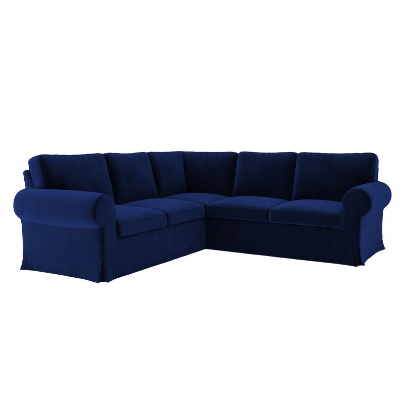 EKTORP 4-Seater Corner Sofa Cover-Velvet cobalt blue