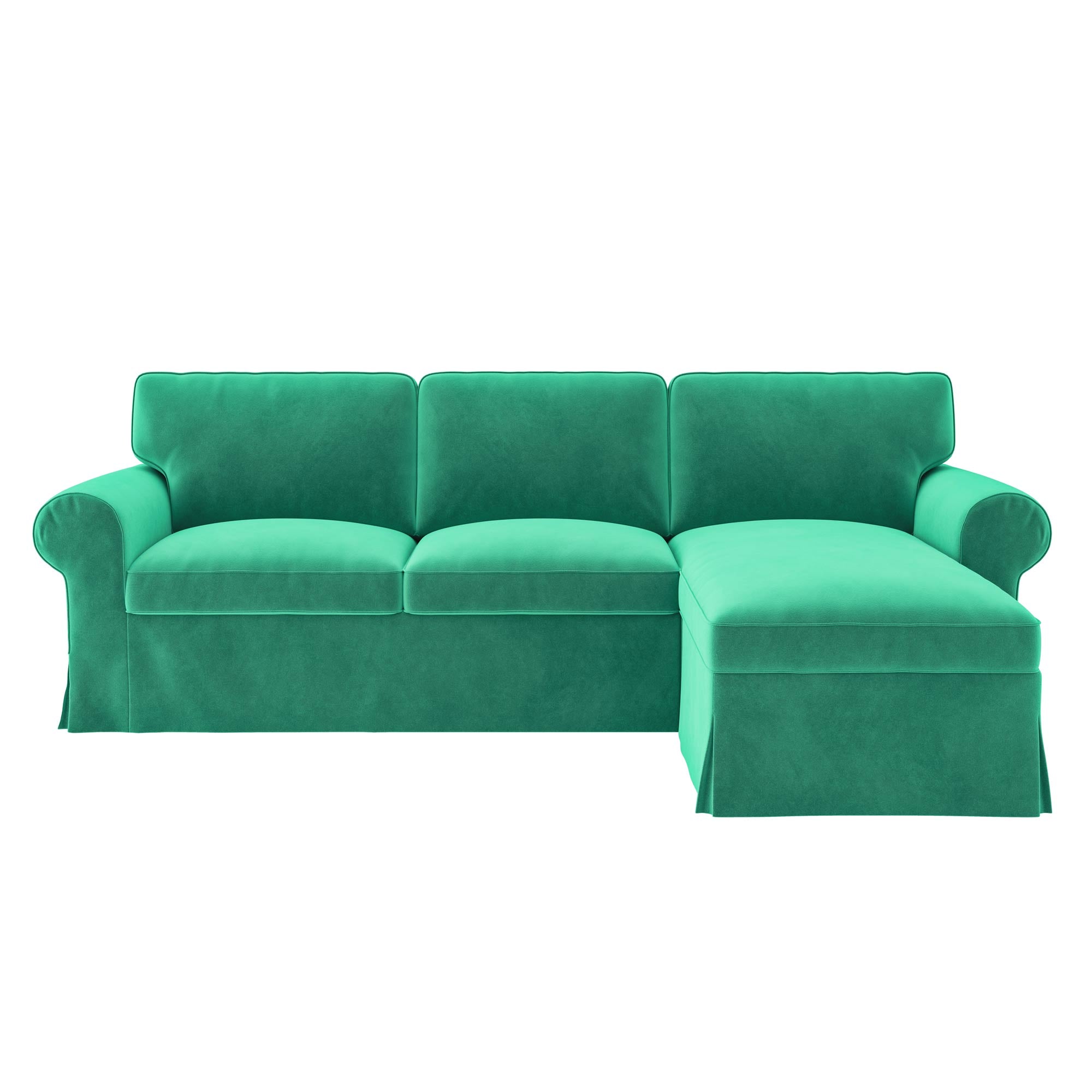 Funda de sofá de 3 plazas con chaise longue EKTORP - Terciopelo cian