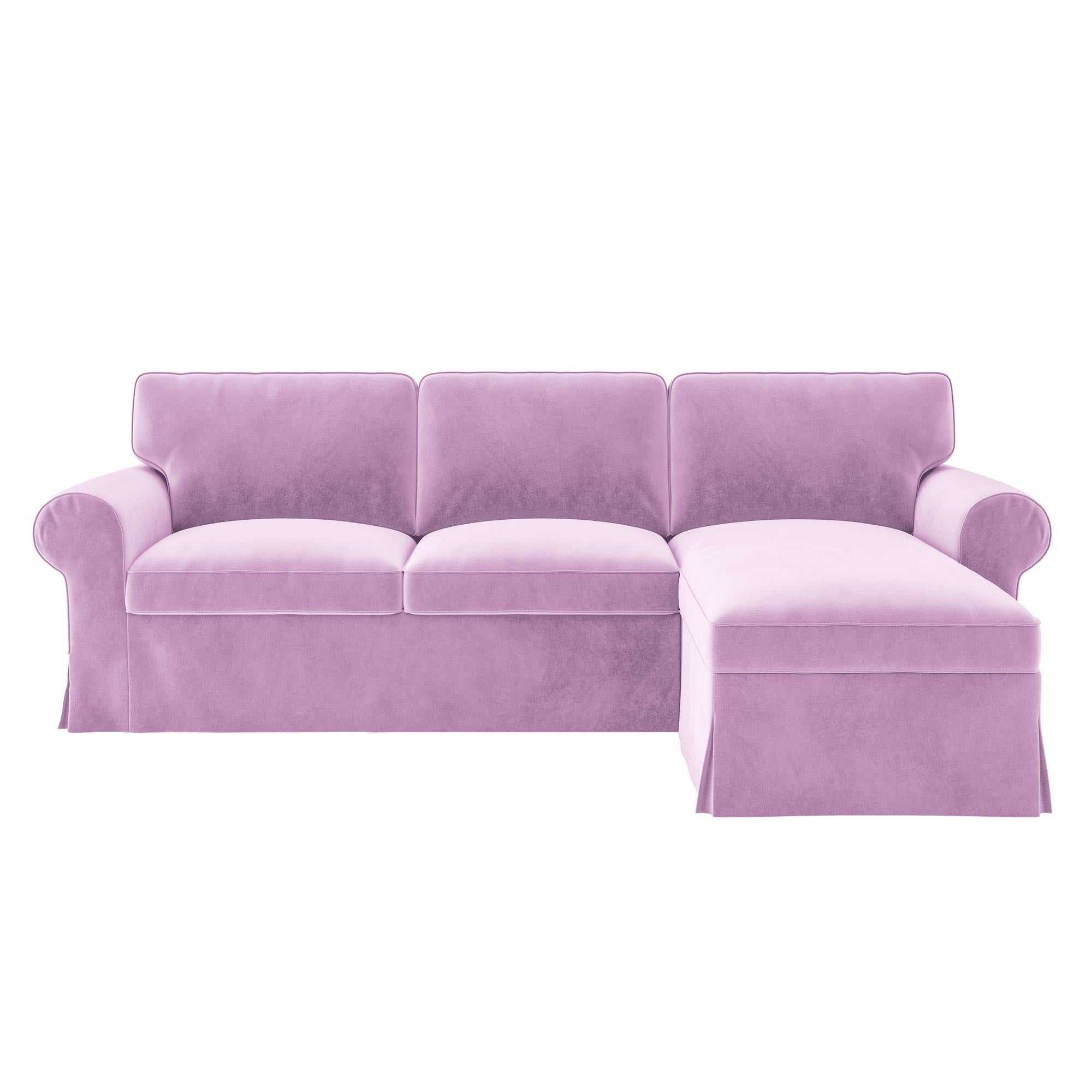 Funda EKTORP sofá 3 plazas con chaise longue - terciopelo rosa empolvado