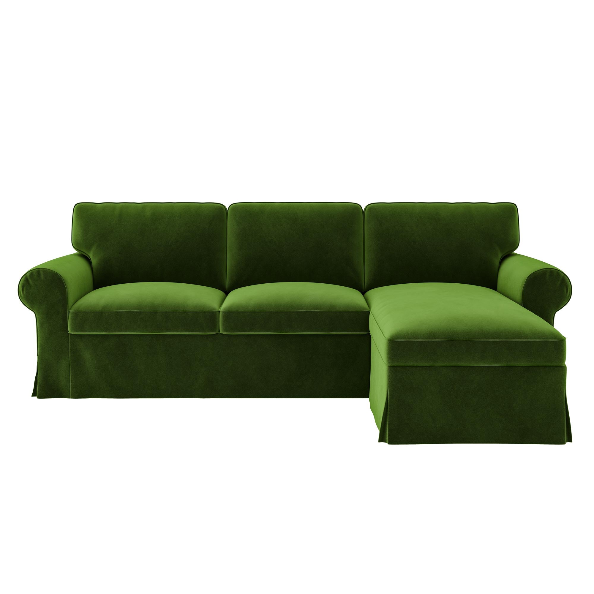 Funda EKTORP Sofá chaise longue de 3 plazas-Terciopelo verde oliva
