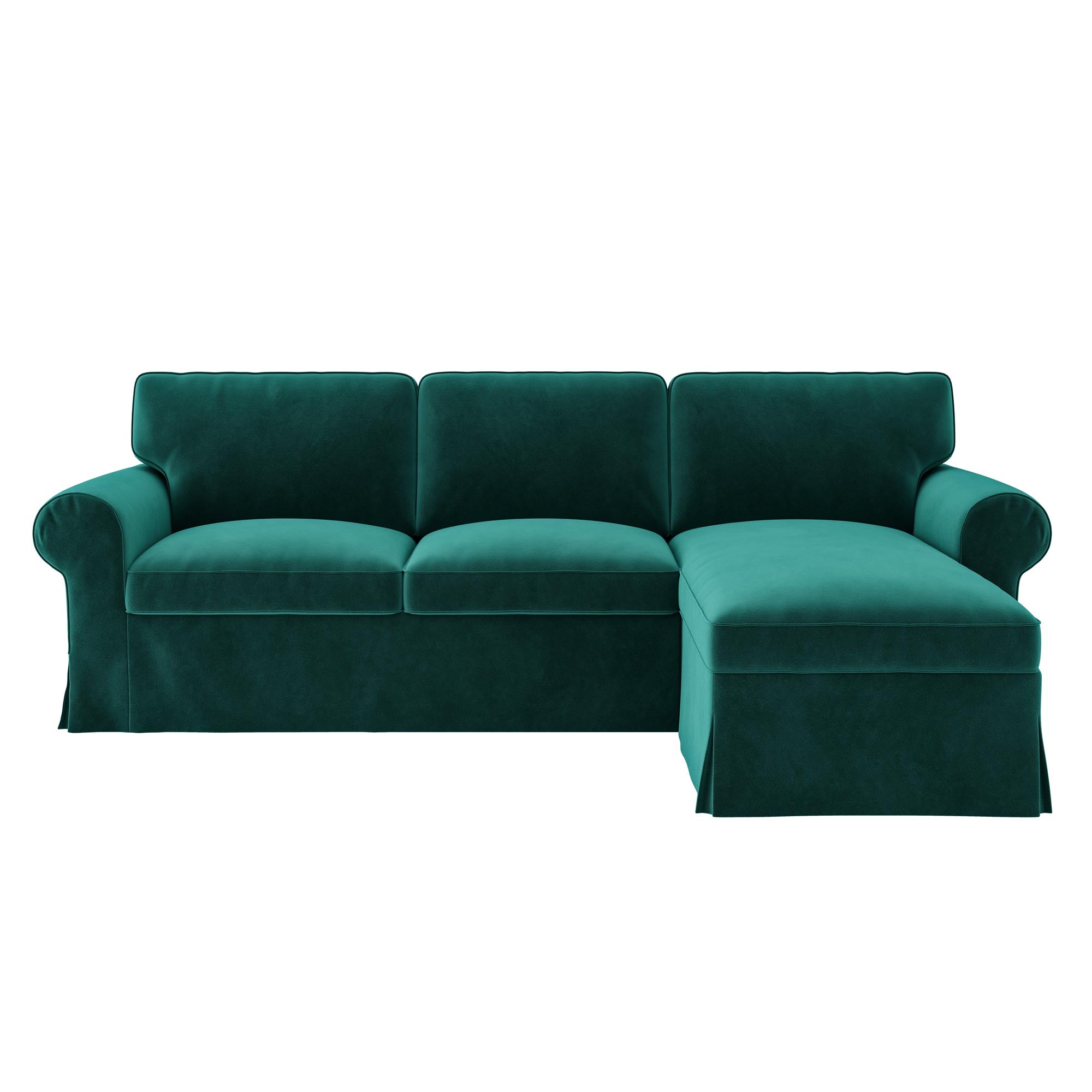 Funda para sofá EKTORP de 3 plazas con chaise longue - Terciopelo Pavo Real