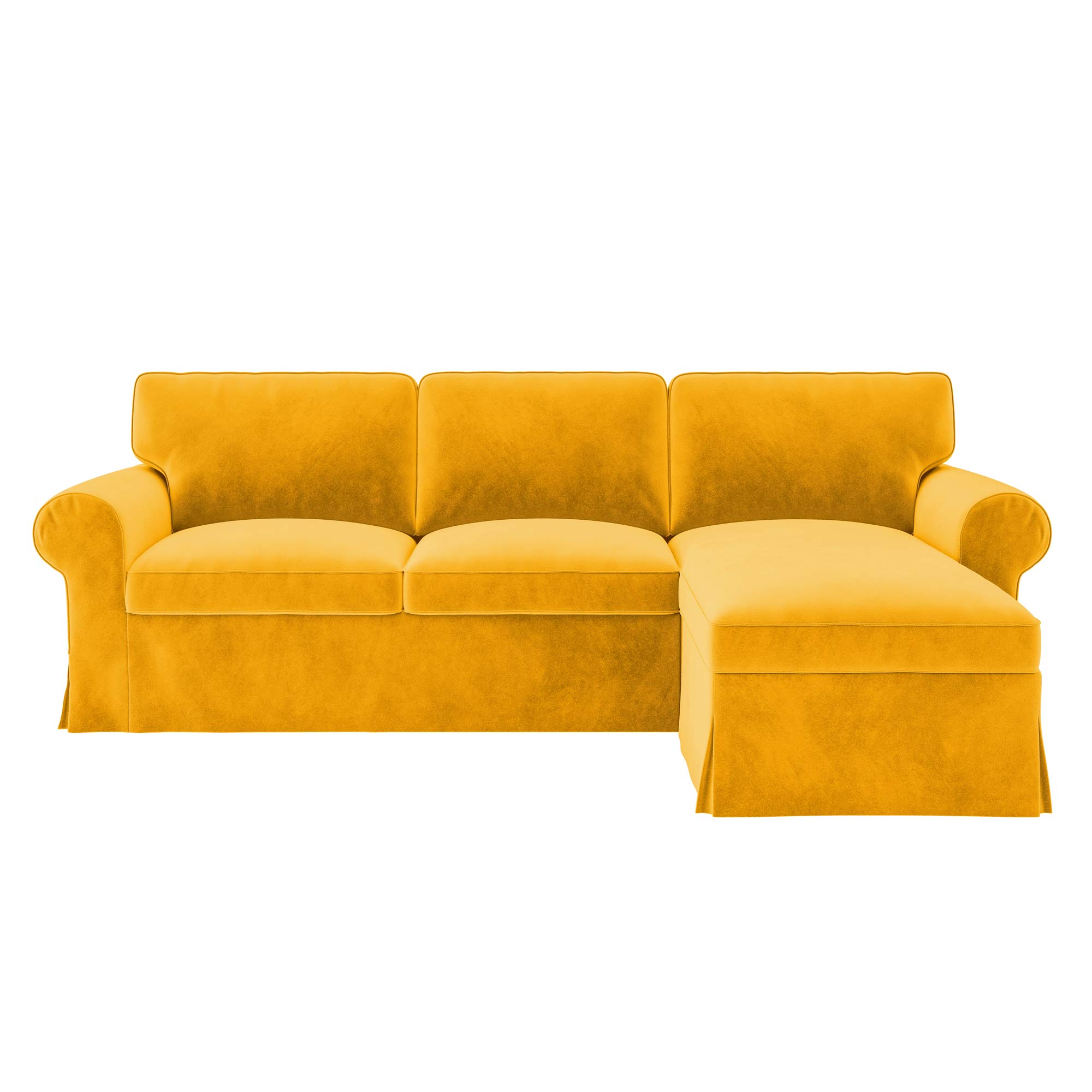 Funda para sofá EKTORP de 3 plazas con chaise longue-Terciopelo amarillo