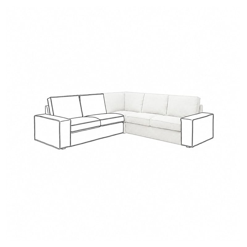 KIVIK Corner Section Sofa Cover-Canvas Ivory