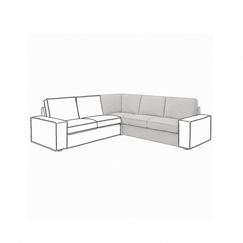KIVIK Corner Section Sofa Cover-Corduroy Silver White