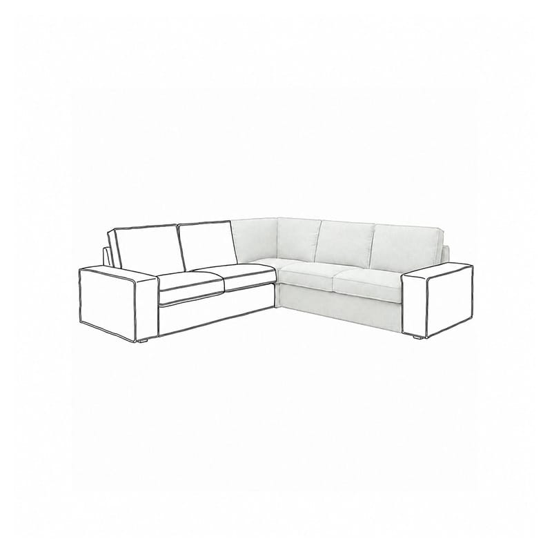 KIVIK Corner Section Sofa Cover-Canvas Pure white