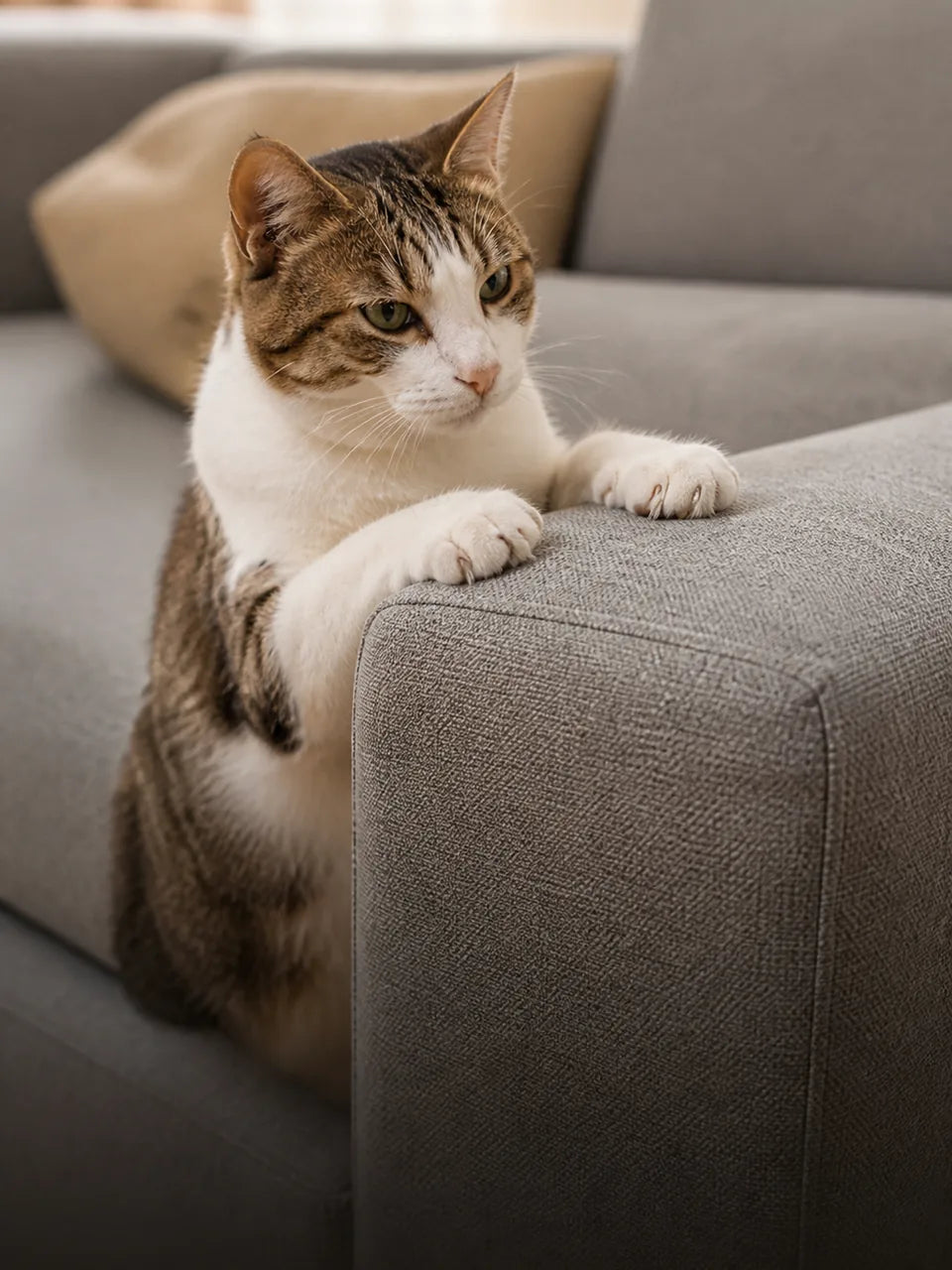Cat resting on a sofa